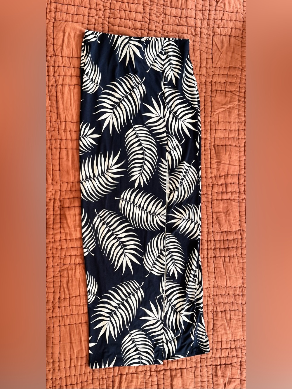 Windsor Navy Skirt with White Tropical Leaf Print